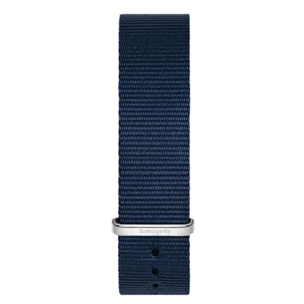 Womens blue fabric band silver buckle