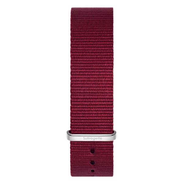 Womens red fabric band silver buckle