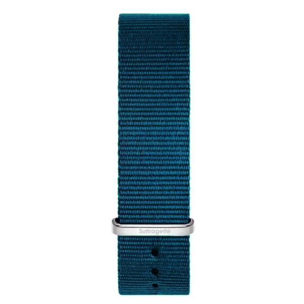 Womens turquoise fabric band silver buckle