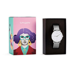 Womens White Watch - Silver - Suffragette Kahlo - In box