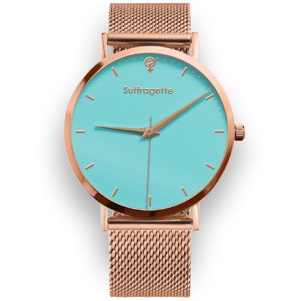 Womens Turquoise Watch - Rose Gold - Suffragette Kahlo