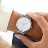 Womens White Watch - Silver - Suffragette Kahlo - On wrist
