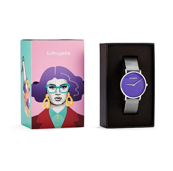 Womens Purple Watch - Silver - Suffragette Pankhurst - In box