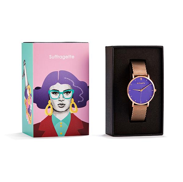 Womens Purple Watch - Rose Gold- Suffragette Kahlo - in box
