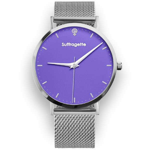 Womens Purple Watch - Silver - Suffragette Kahlo