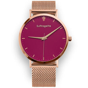 Womens Red Watch - Rose Gold - Suffragette Kahlo