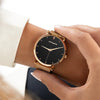 Womens Black Watch - Rose Gold - Suffragette Kahlo - On wrist