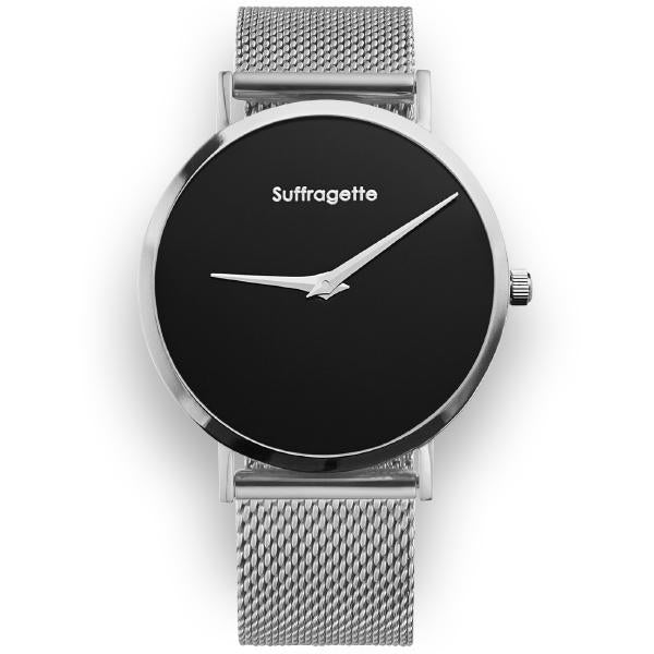 Womens Black Watch - Silver - Suffragette Pankhurst