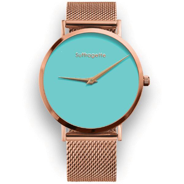 Womens Turquoise Watch - Rose Gold - Suffragette Pankhurst